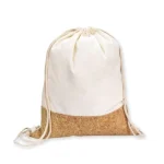 100% Natural Cotton Drawstring Backpack With Cork Details